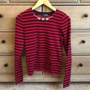 The Limited Embellished Striped Sweater